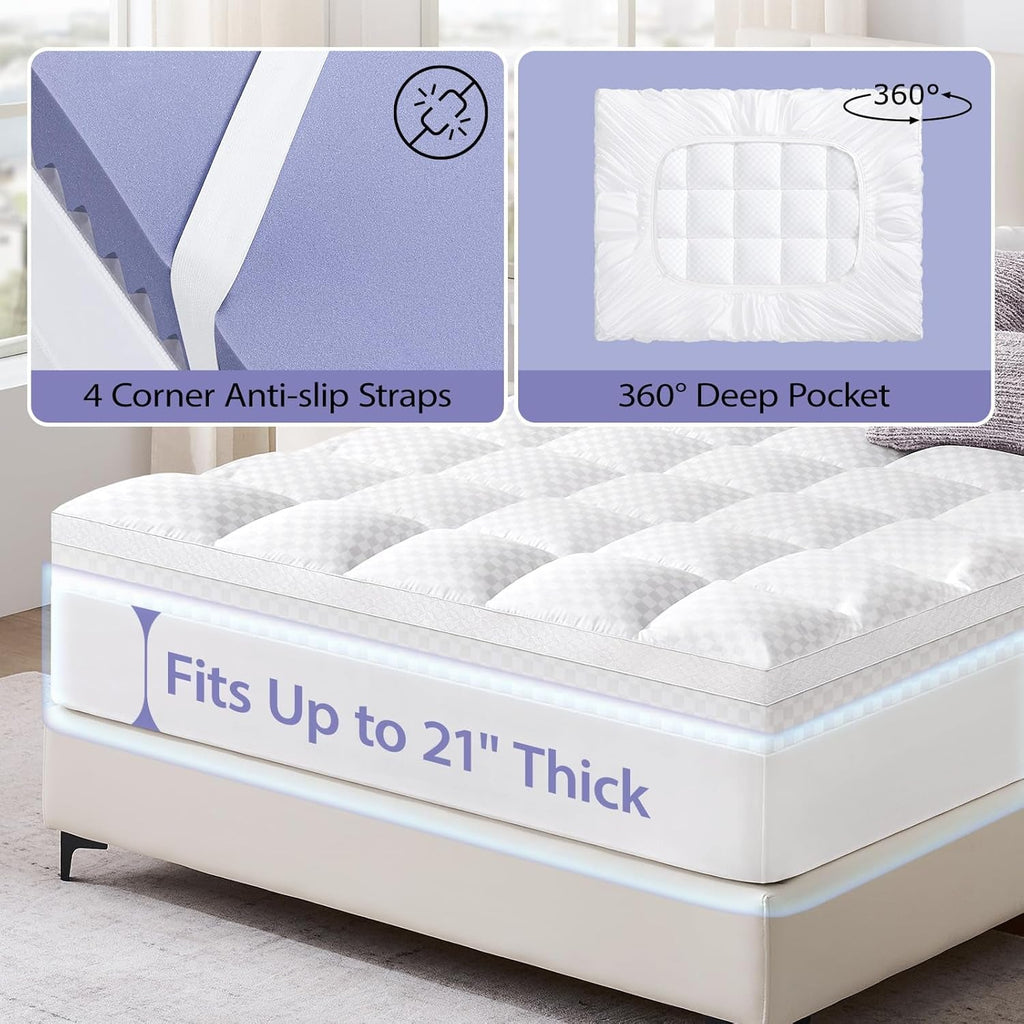 Queen Cooling Gel Memory Foam Mattress Topper Upgrade-4