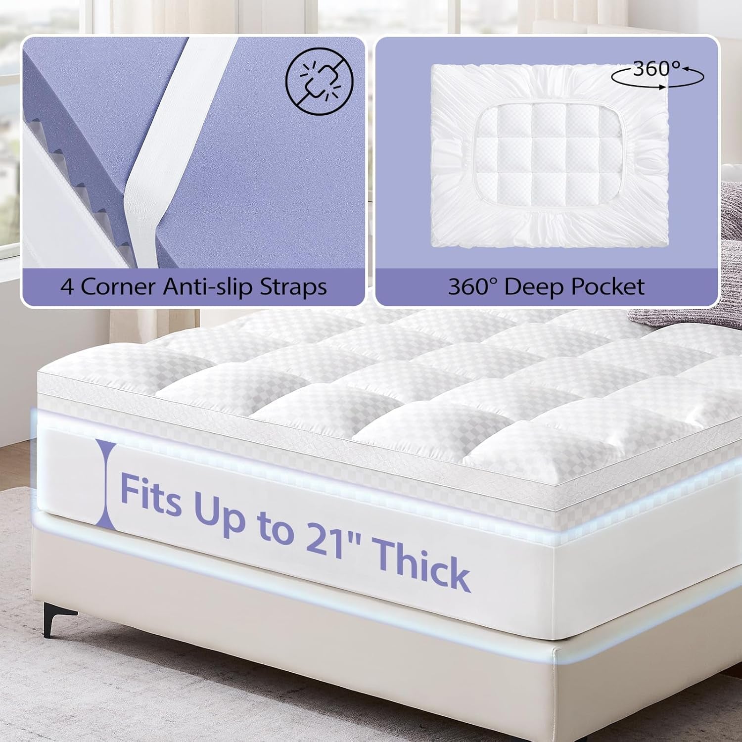 Queen Cooling Gel Memory Foam Mattress Topper Upgrade-4