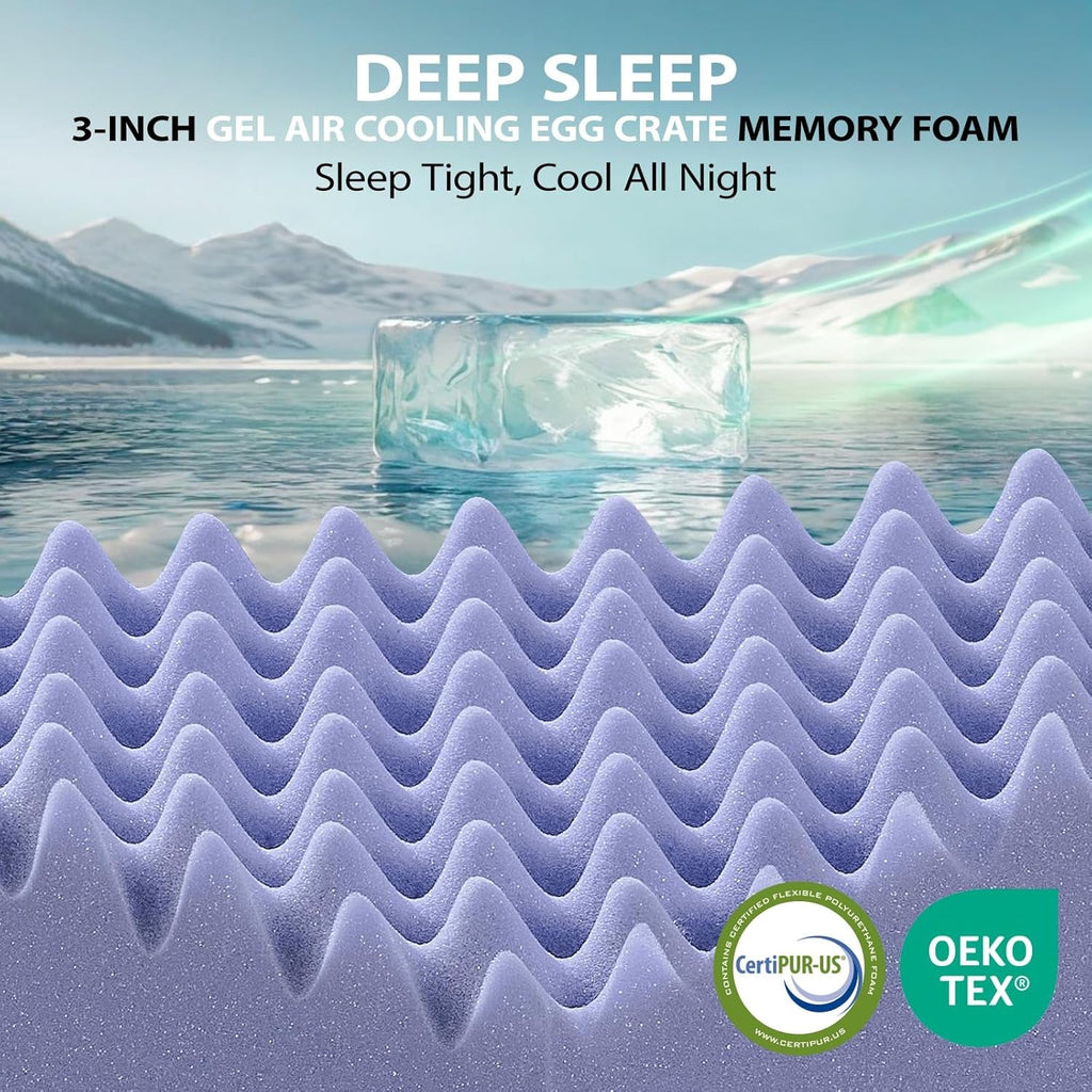 Queen Cooling Gel Memory Foam Mattress Topper Upgrade-3