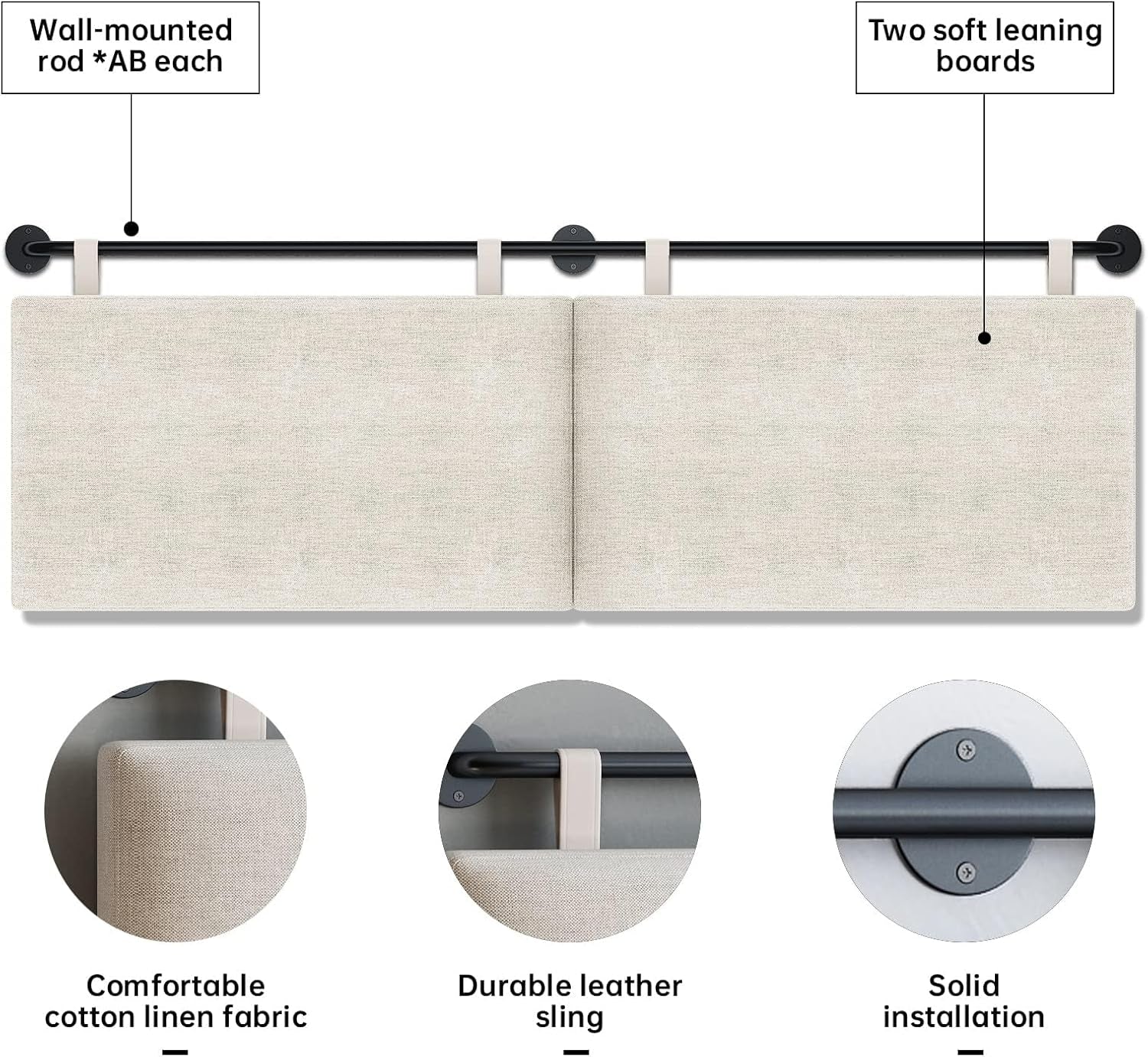 Adjustable Wall Mounted Queen Size Headboard with Tufting-2