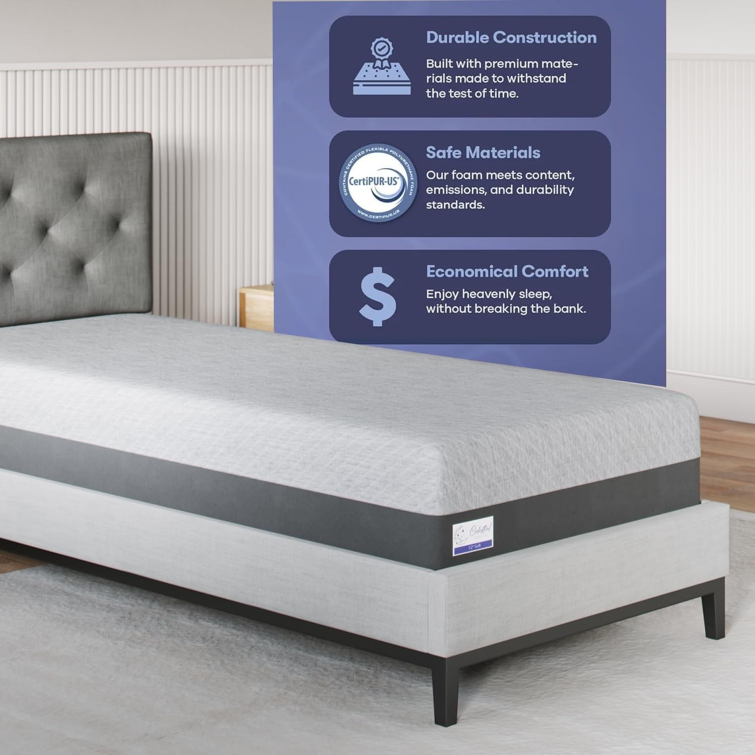 Cooling Gel Memory Foam Twin Mattress for Ultimate Comfort-3