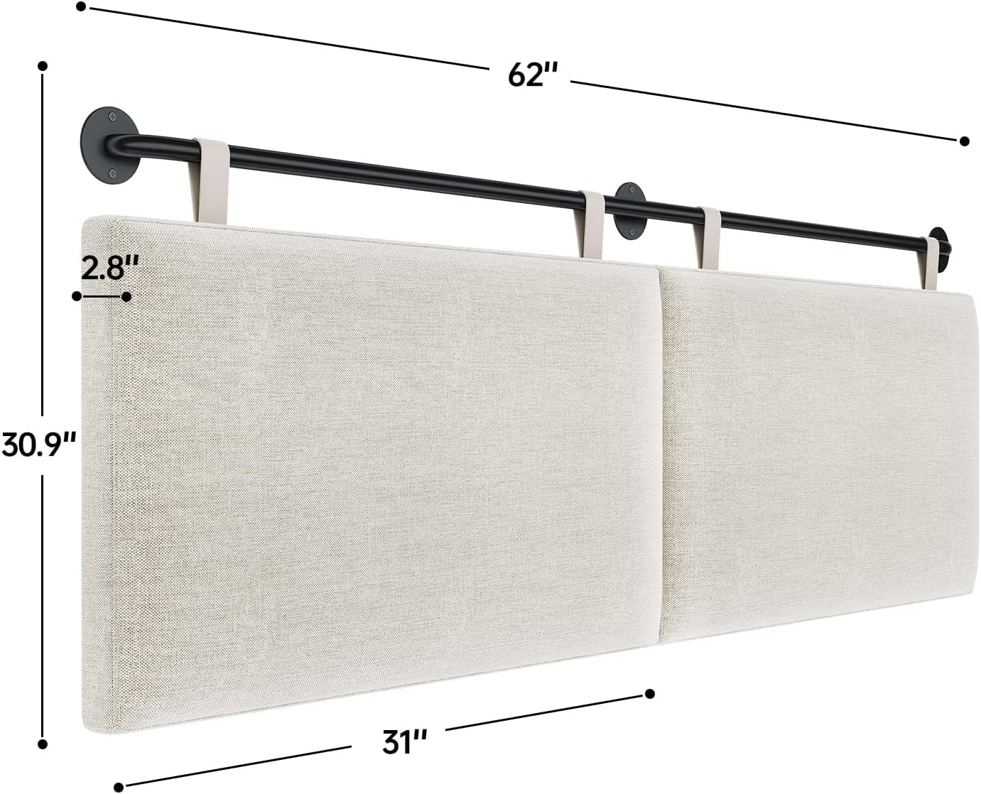 Adjustable Wall Mounted Queen Size Headboard with Tufting-1