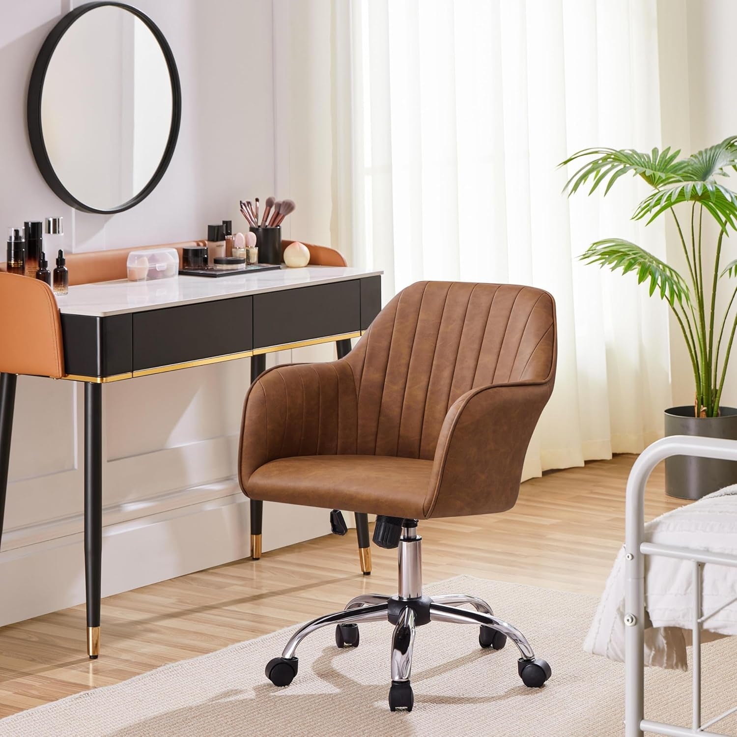 Height Adjustable Brown Ergonomic Office Desk Chair-1